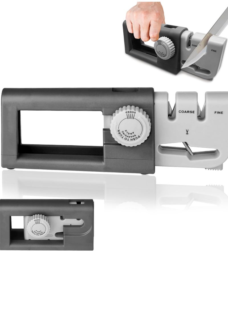 SYOSI Knife Sharpener Professional Knife Sharpener with 5 Adjustable Angle 3-Stage Sharpening Portable Ceramic Sharpening Ergonomic Non-Slip Base Easy to Clean for Kitchen Home Hunting Grey - Image 1