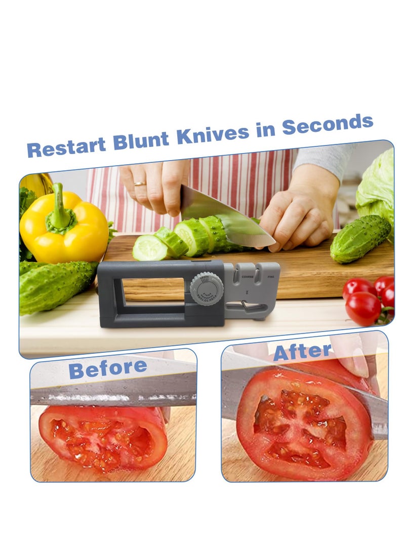 SYOSI Knife Sharpener Professional Knife Sharpener with 5 Adjustable Angle 3-Stage Sharpening Portable Ceramic Sharpening Ergonomic Non-Slip Base Easy to Clean for Kitchen Home Hunting Grey - Image 5