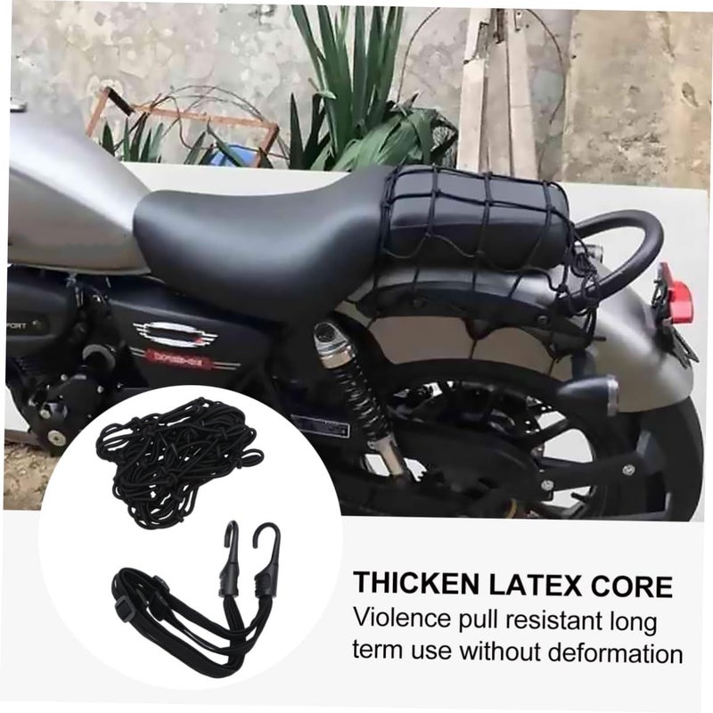 2PCS Heavy Duty Motorcycle Luggage Mesh Net with Adjustable Helmet Straps - Image 4