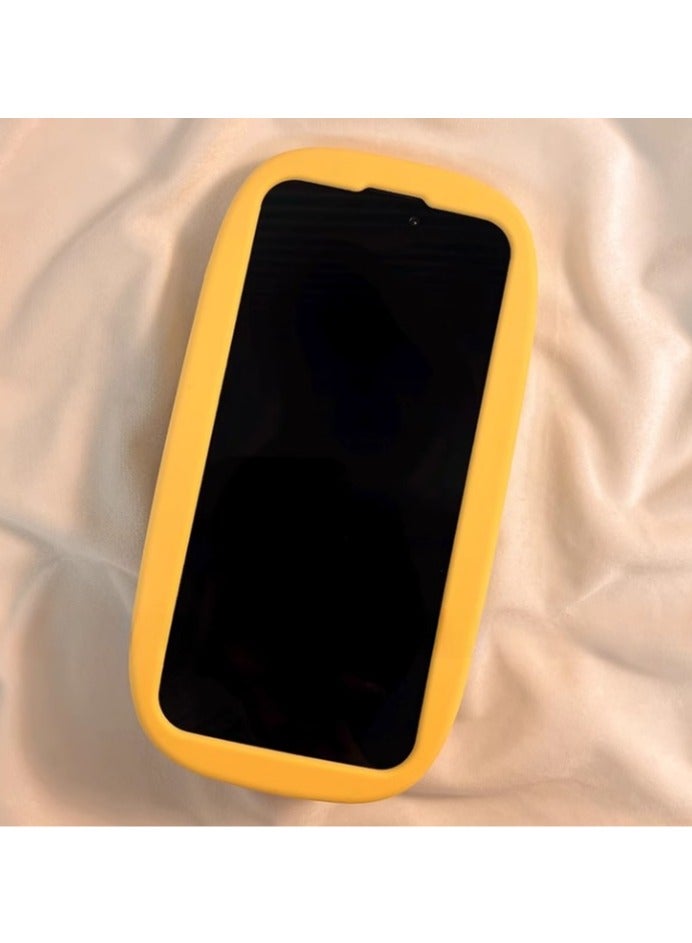 وحش فقاعة ثلاثي الأبعاد لطيف مع أسنان لهاتف I phone14/15 pro max جراب هاتف محمول من السيليكون - أصفر - Image 4