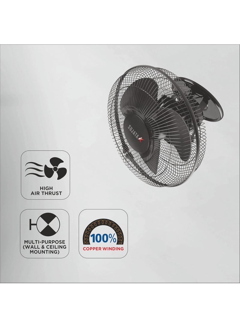 Sujata Cabin Fan | 2 Year Warranty | 280 mm, 2300 RPM Motor | 100% Copper Winding Motor | High Speed Cabin Fan, Compact Multi Purpose Fan for Wall Mounted and Ceiling Use (SCF2700 HS Black) - Image 4