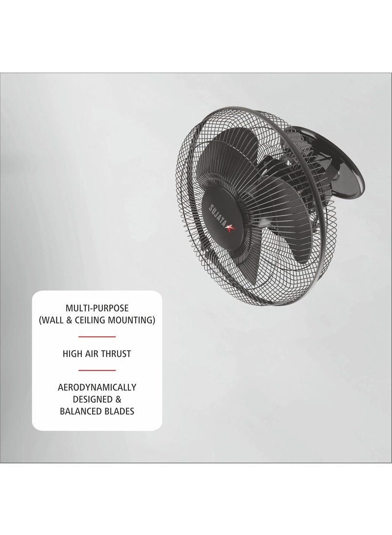 Sujata Cabin Fan | 2 Year Warranty | 280 mm, 2300 RPM Motor | 100% Copper Winding Motor | High Speed Cabin Fan, Compact Multi Purpose Fan for Wall Mounted and Ceiling Use (SCF2700 HS Black) - Image 3