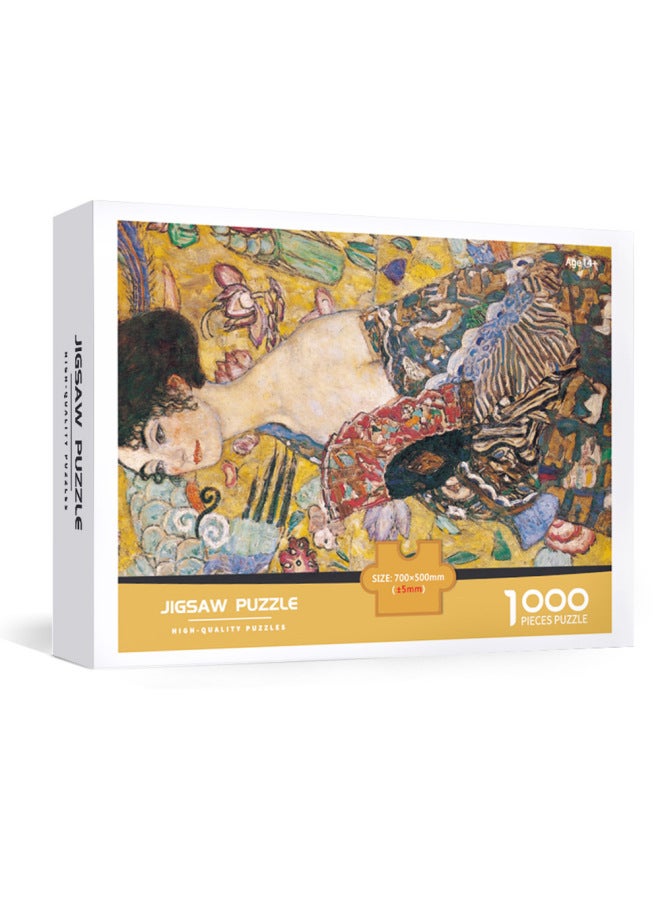 ستوك يوث 14 سنة لتخفيف التوتر 1000 قطعة ألغاز ورقية ألعاب تعليمية دعابة الدماغ متعة DIY هدية حرفية - اللون: سيدة مروحة - Image 1