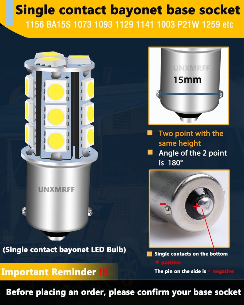 UNXMRFF 1156 LED Bulb White Super Bright 1073 1003 7506 1141 BA15S LED Bulbs 5050 18-SMD Replacement for 12V RV Interior Ceiling Dome Light/Travel Trailer/Boat Indoor/Camper Light Bulbs, (Pack of 2) - Image 2