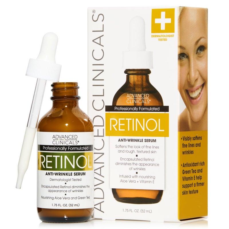 Advanced Clinicals Retinol Serum For Face | Visible Anti Aging Retinol Serum Skin Care Face Moisturizer With Vitamin E Helps Improve Look Of Wrinkles, Fine Lines, & Uneven Skin Tone, 1.75 Fl Oz - Image 1