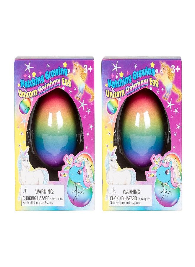 Playmaker Toys - Set of 2 Surprise Growing Hatching Rainbow Egg Kids Toys (Unicorn) - Image 1
