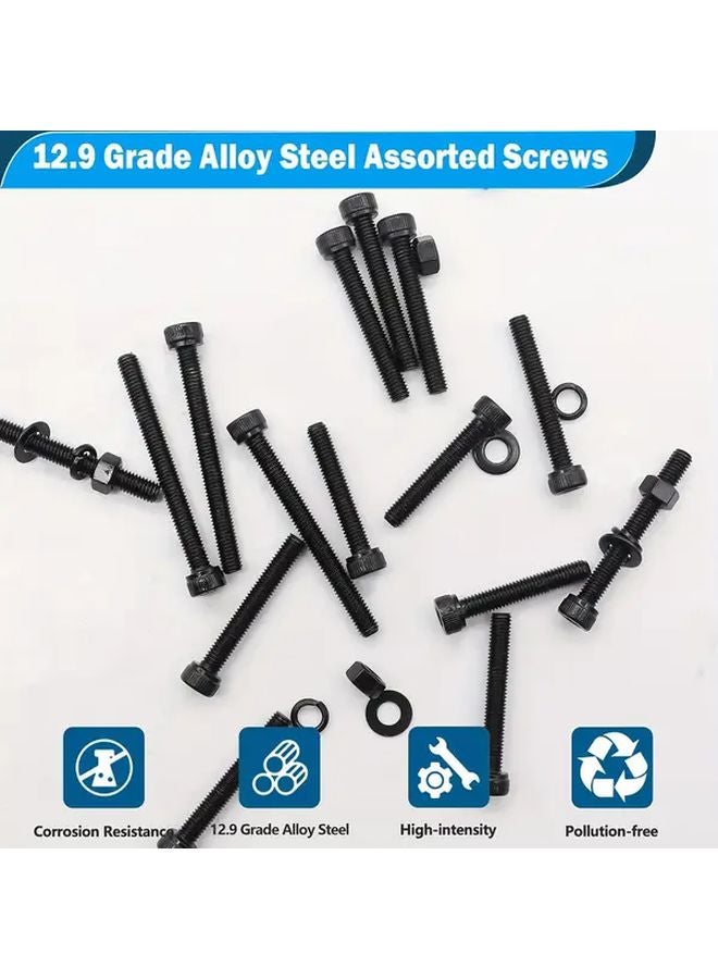 185pcs M5 Screw Assortment Set 12 9 Grade Alloy Steel Bolts Nuts Kit With Hex Wrench - Image 5