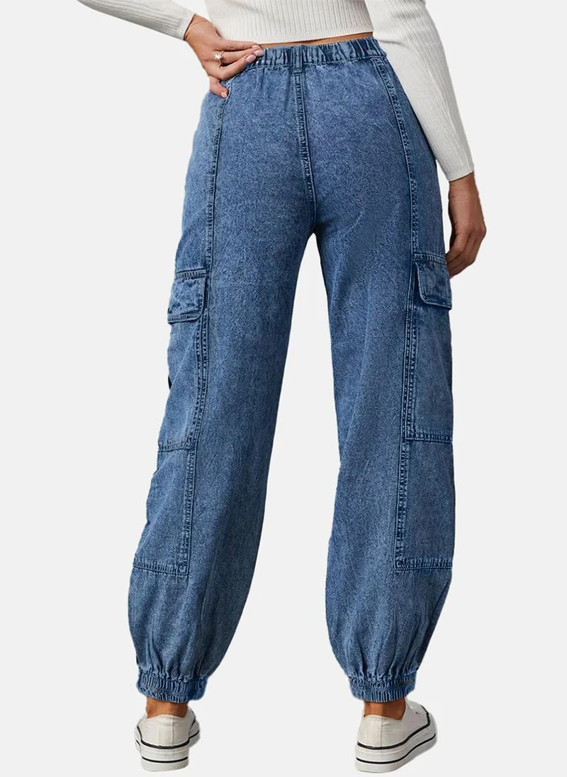 YUNIQEE Blue Jogger Clean Look High-Rise Jeans