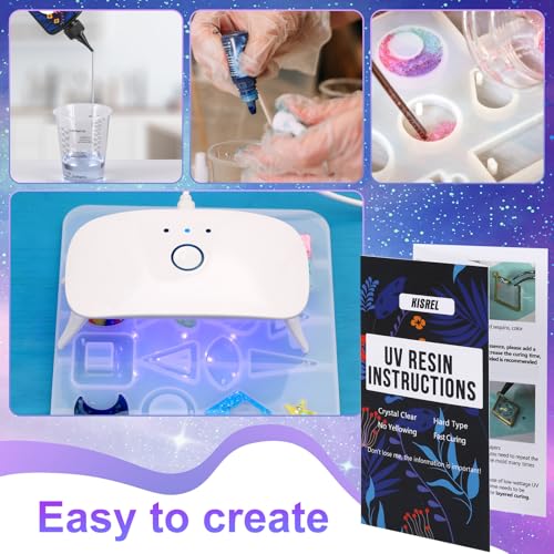 KISREL UV Resin Jewelry Making Kit, 300g Crystal Clear Resin with Light and Molds, DIY Jewelry Making Kit, Resina Starter Kits for Keychain and Earring - Image 5