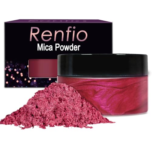 Renfio 100g Mica Powder Pigment, Metallic Natural Dye Mineral Pearl Shimmer Epoxy Resin Dye for Painting Soap Making Slime Bath Bombs 3.5 Oz - Cherry Red - Image 1
