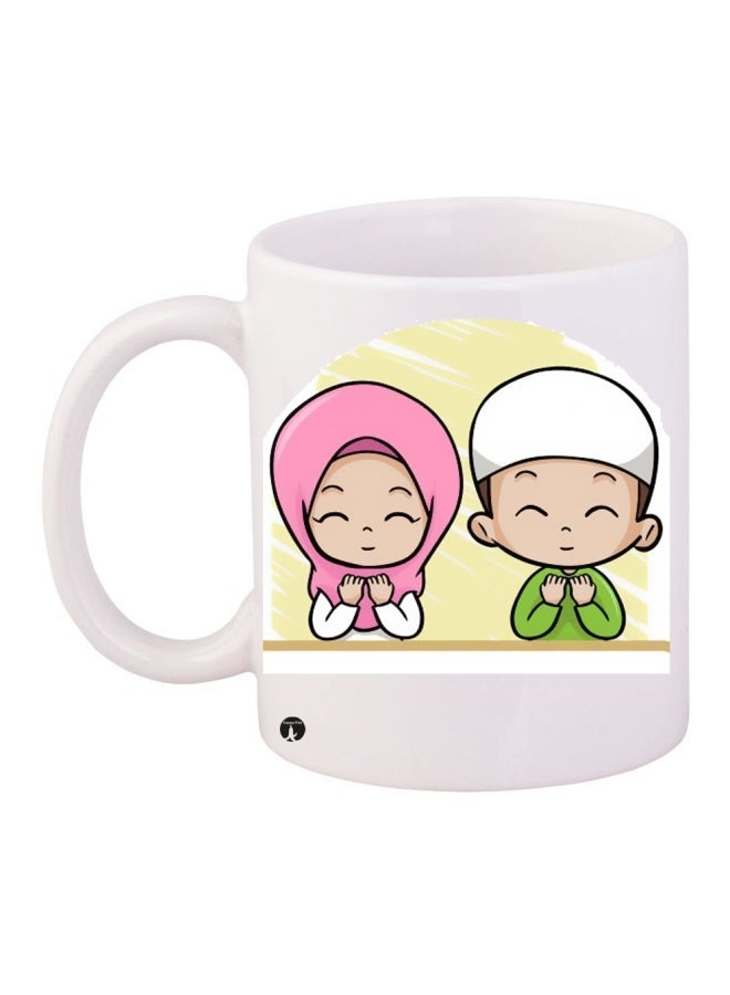 Printed Coffee Mug White/Pink/Green