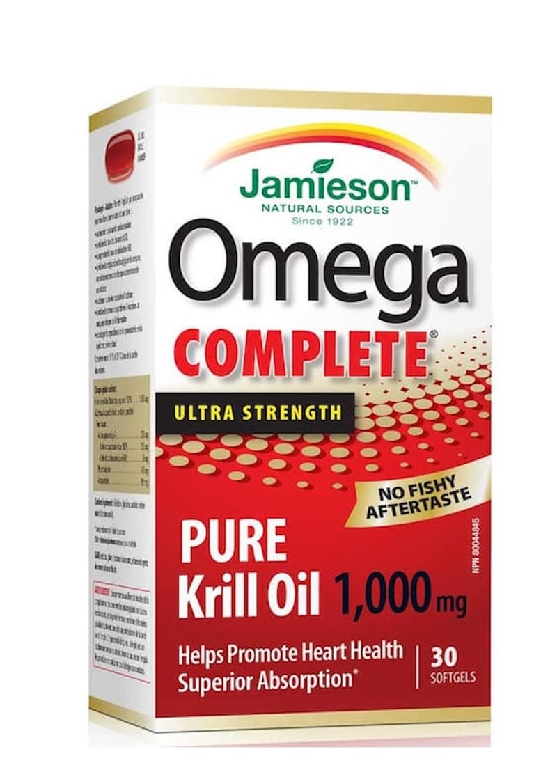 Jamieson Jamieson Omega Complete Pure Krill Oil 1,000 mg Ultra Strength 30 Softgels 