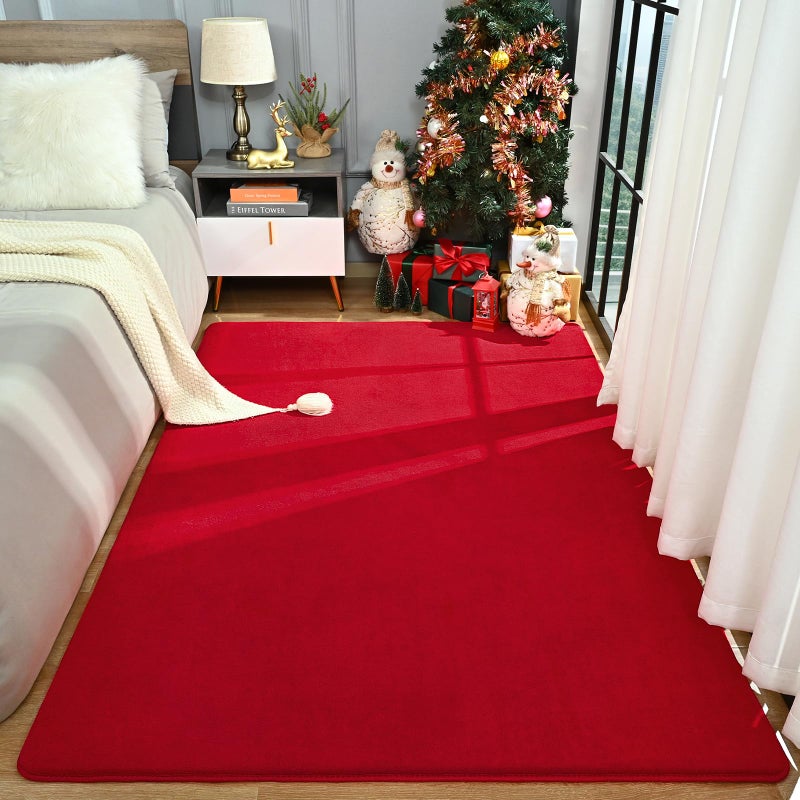 Amearea Modern Area Rugs for Bedroom Living Room, 4x6 Feet Red Thickened Memory Foam Rug, Fluffy Indoor Washable Rugs Non Slip Minimalist Carpet for Kids Boys Girls Dorm Nursery Room Decor - Image 2