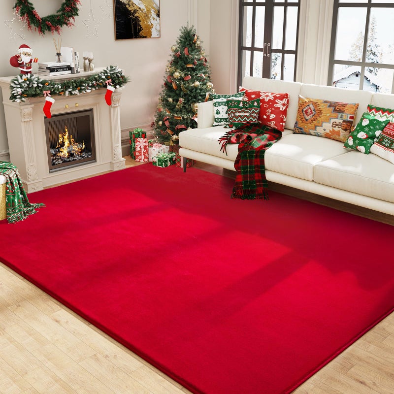 Amearea Modern Area Rugs for Bedroom Living Room, 4x6 Feet Red Thickened Memory Foam Rug, Fluffy Indoor Washable Rugs Non Slip Minimalist Carpet for Kids Boys Girls Dorm Nursery Room Decor - Image 5