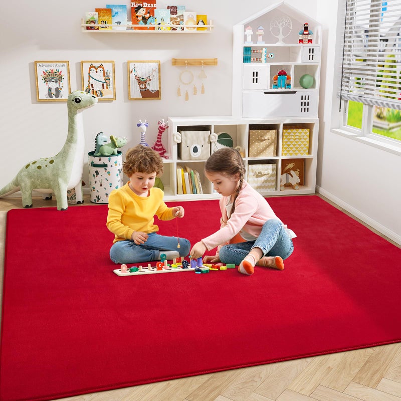 Amearea Modern Area Rugs for Bedroom Living Room, 4x6 Feet Red Thickened Memory Foam Rug, Fluffy Indoor Washable Rugs Non Slip Minimalist Carpet for Kids Boys Girls Dorm Nursery Room Decor - Image 3
