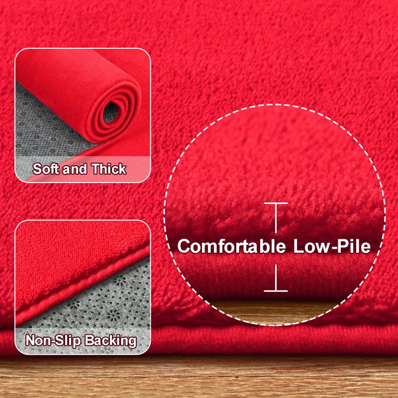 Amearea Modern Area Rugs for Bedroom Living Room, 4x6 Feet Red Thickened Memory Foam Rug, Fluffy Indoor Washable Rugs Non Slip Minimalist Carpet for Kids Boys Girls Dorm Nursery Room Decor - Image 4