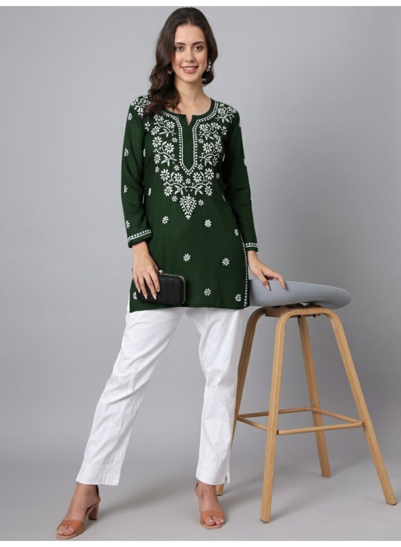 Alaya Hand Embroidered Chikankari Modal Kurti-AL3611 - Image 5