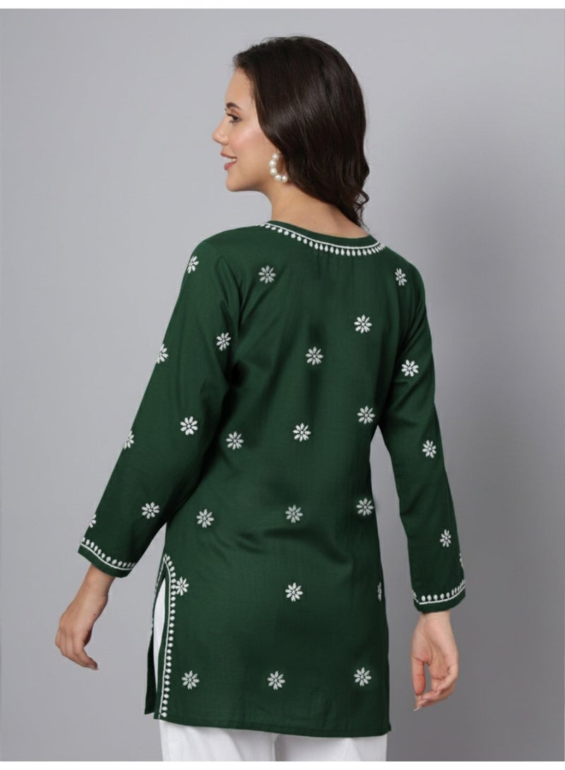Alaya Hand Embroidered Chikankari Modal Kurti-AL3611 - Image 2