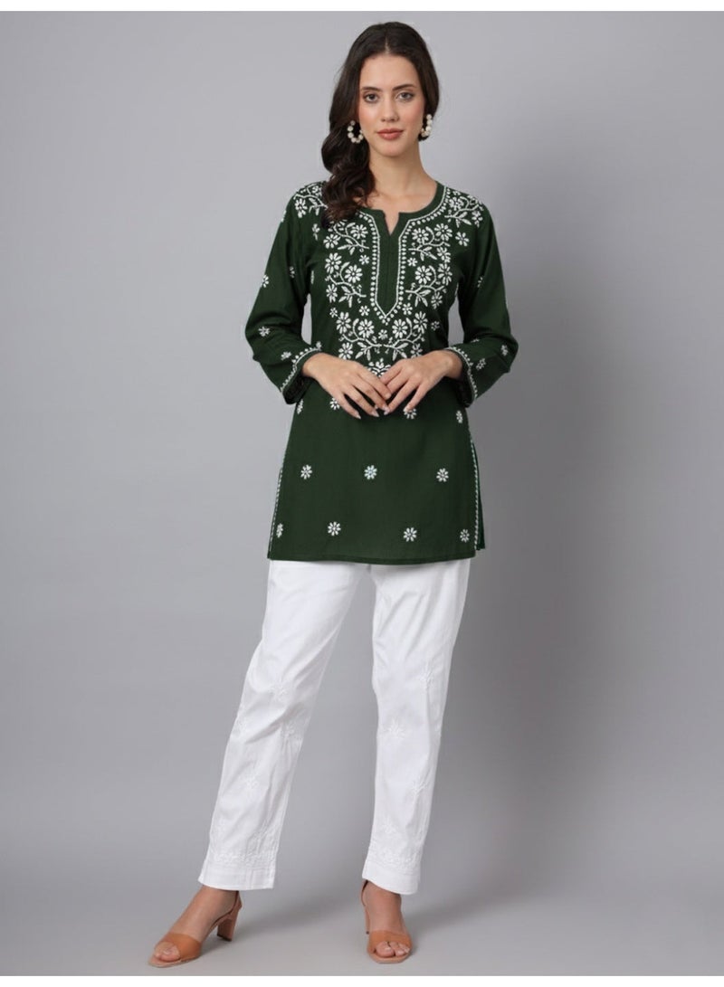 Alaya Hand Embroidered Chikankari Modal Kurti-AL3611 - Image 3