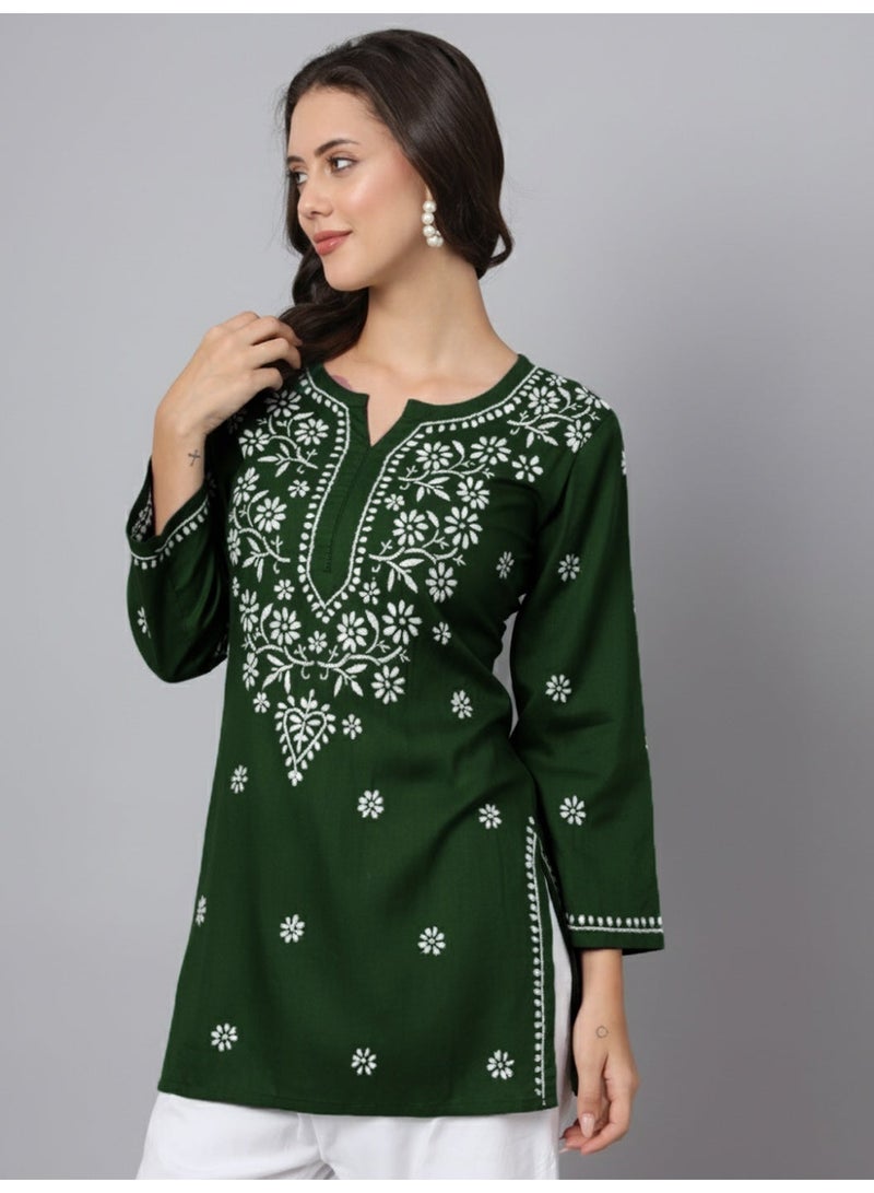 Alaya Hand Embroidered Chikankari Modal Kurti-AL3611 - Image 1