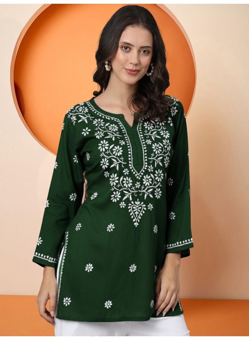 Alaya Hand Embroidered Chikankari Modal Kurti-AL3611 - Image 4