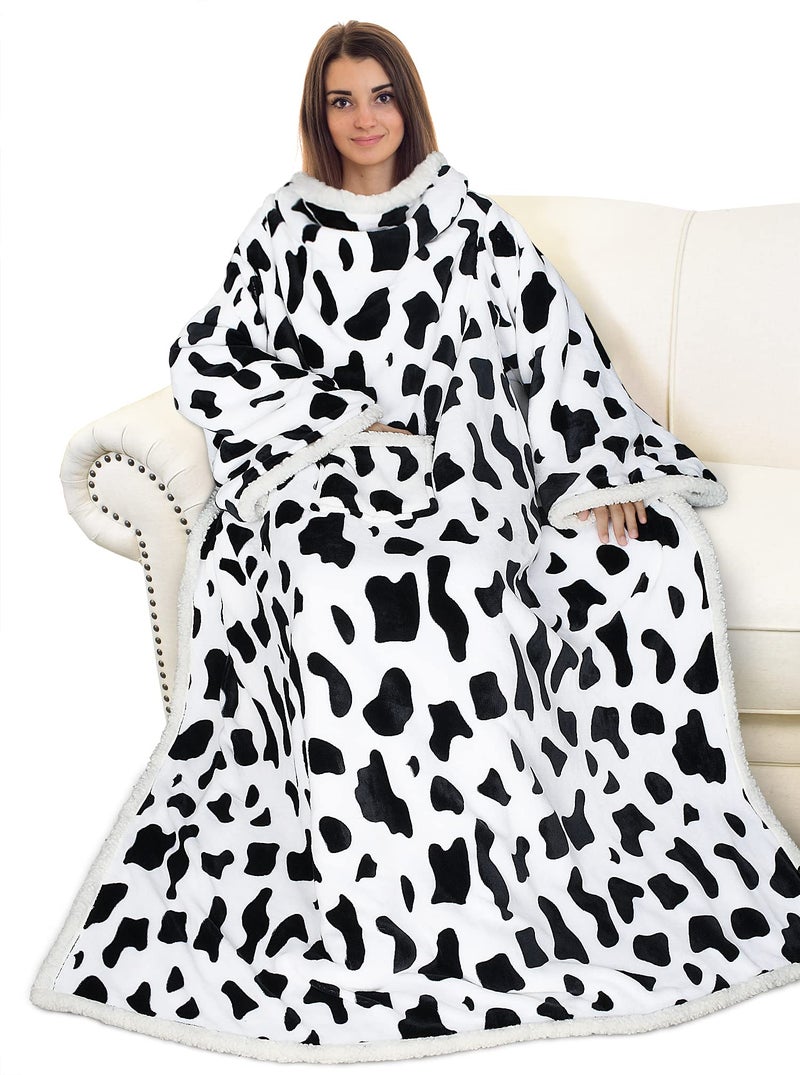 Catalonia Sherpa Wearable Blanket with Sleeves Arms Comfy Sleeved TV Wrap Blanket Large Snuggly Throw for Women and Men Gift for Her
