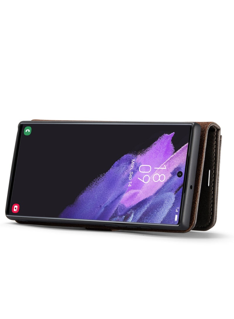 DGMING CaseMe Samsung Galaxy S22 Ultra 5G DG.MING Crazy Horse Texture Detachable Magnetic Leather Case - Grey - Image 5