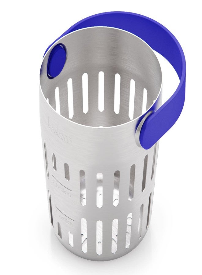 TREBONN, Cookin’ Pod Pro, Stainless Steel Double Portion Slotted Colander for Pasta and Vegetables, Everyday Use, Blue, 1 Set - Image 1