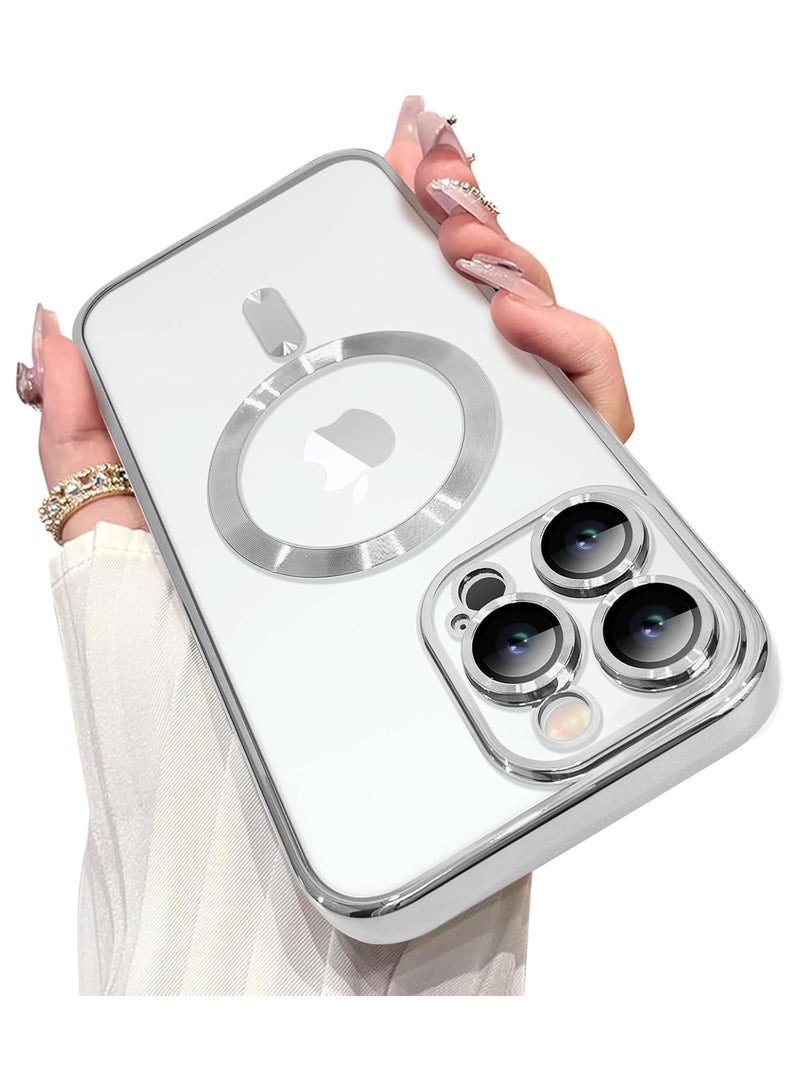 Magnetic Case for iphone 16 pro Compatible with Wireless Charging, Cover Camera Lens Protector, Slim Protective anti Yellowing Clear Case for iphone 16 pro  - Image 1
