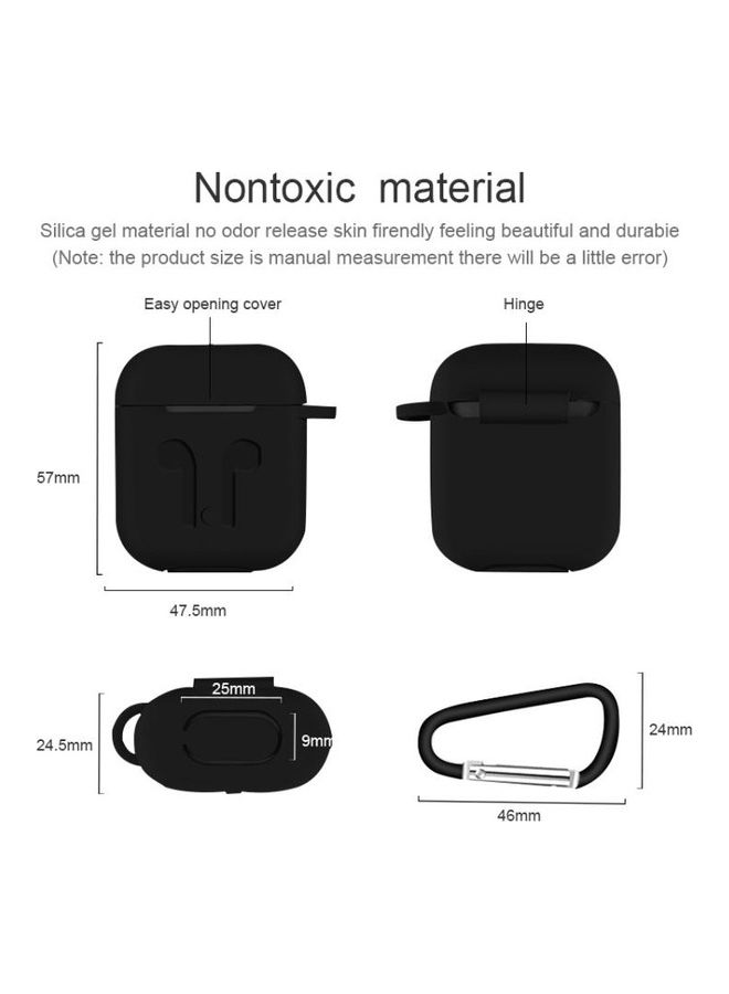 6 in 1 Earphone Bag Case Set with Accessories for Apple AirPods Black - Image 4