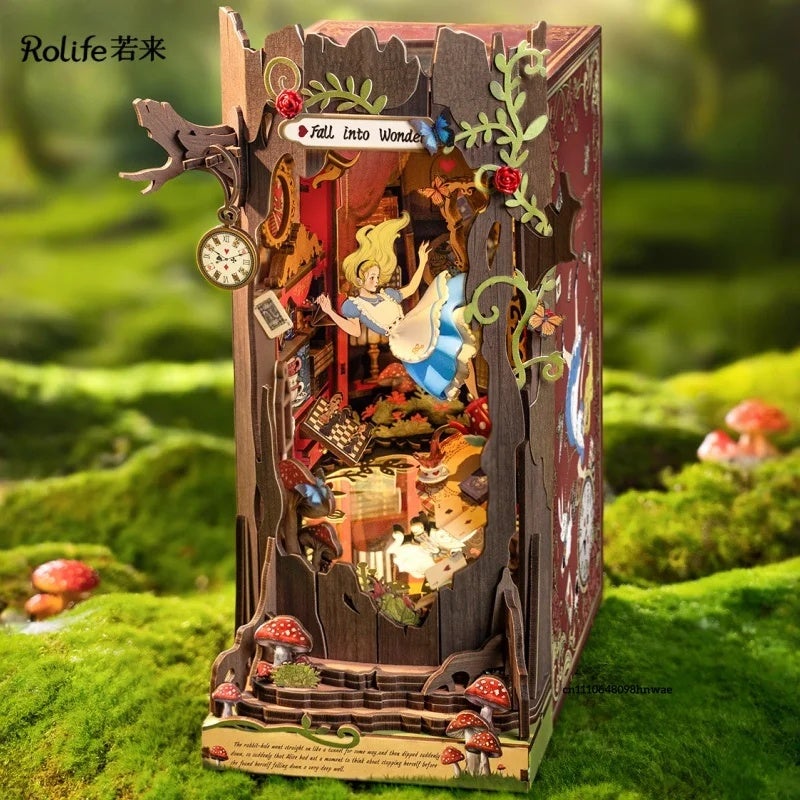 رولايف أحجية ثلاثية الأبعاد Rolife Alice in Wonderland Bookend Series Building Block House Model Ornament Bookshelf Decoration Children's Gift, DG166 7898249 - Image 2