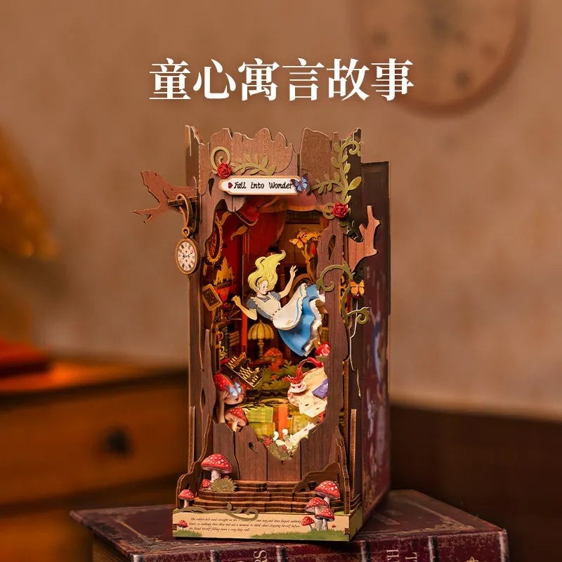 رولايف أحجية ثلاثية الأبعاد Rolife Alice in Wonderland Bookend Series Building Block House Model Ornament Bookshelf Decoration Children's Gift, DG166 7898249 - Image 3