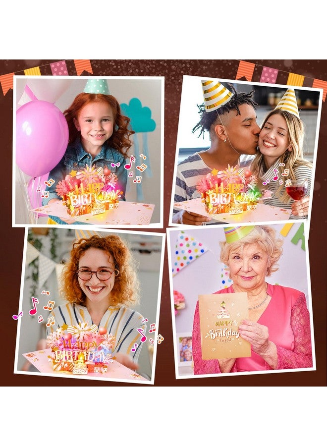 Inpher Birthday Cards For Women Pop Up Happy Birthday Card Blowable Led Candle Light And Music Birthday Gifts For Women Mom Wife Grandma Rose Gold - Image 4