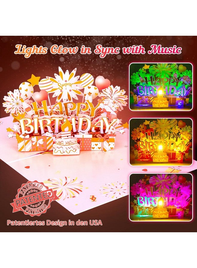 Inpher Birthday Cards For Women Pop Up Happy Birthday Card Blowable Led Candle Light And Music Birthday Gifts For Women Mom Wife Grandma Rose Gold - Image 3