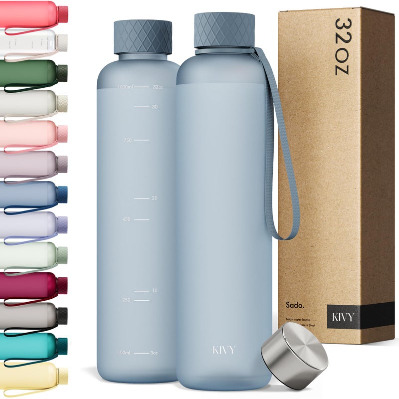 KIVY Tritan Water Bottle 2nd Generation (Blue Gray, 32 Ounces) - Image 1