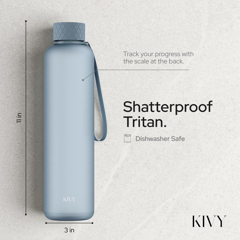KIVY Tritan Water Bottle 2nd Generation (Blue Gray, 32 Ounces) - Image 2