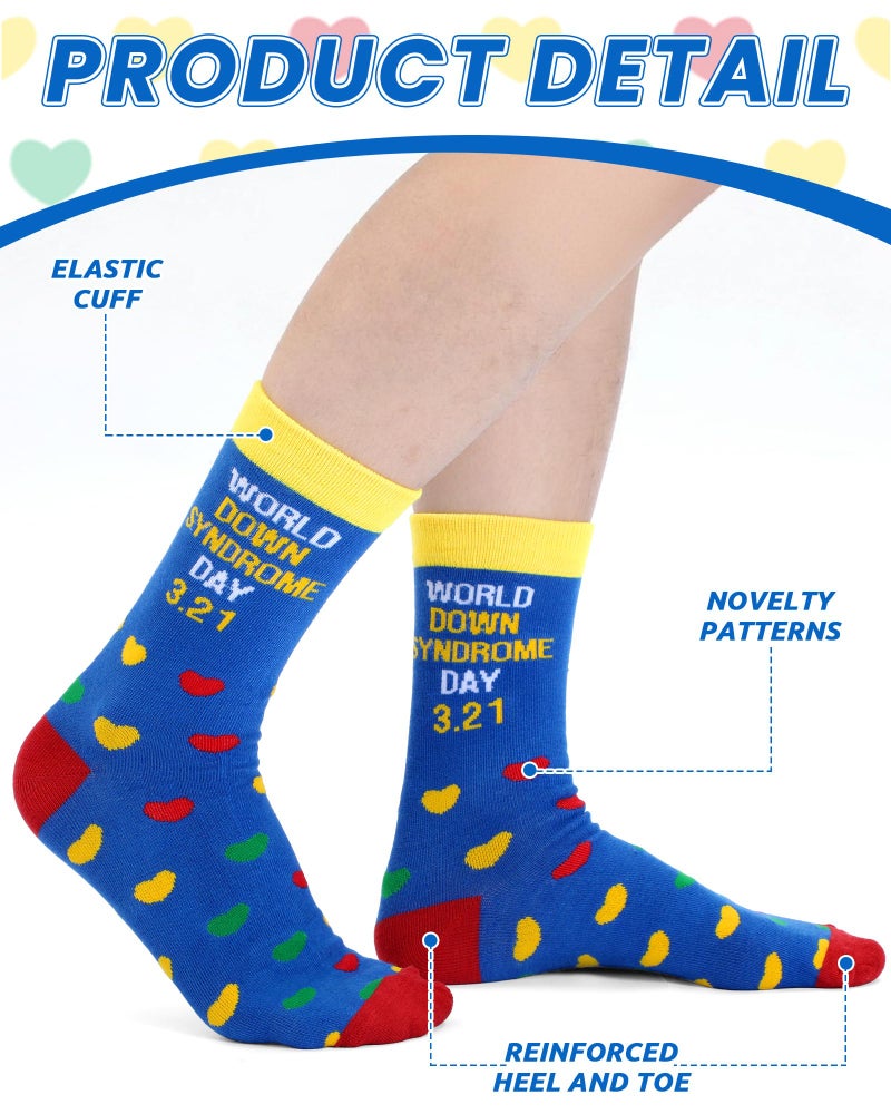 Croloose 12 Pairs World Down Syndrome Awareness Socks Bulk Unisex Crew Socks for Men Women Gifts Charity Events Supplies (Classic Style) - Image 3