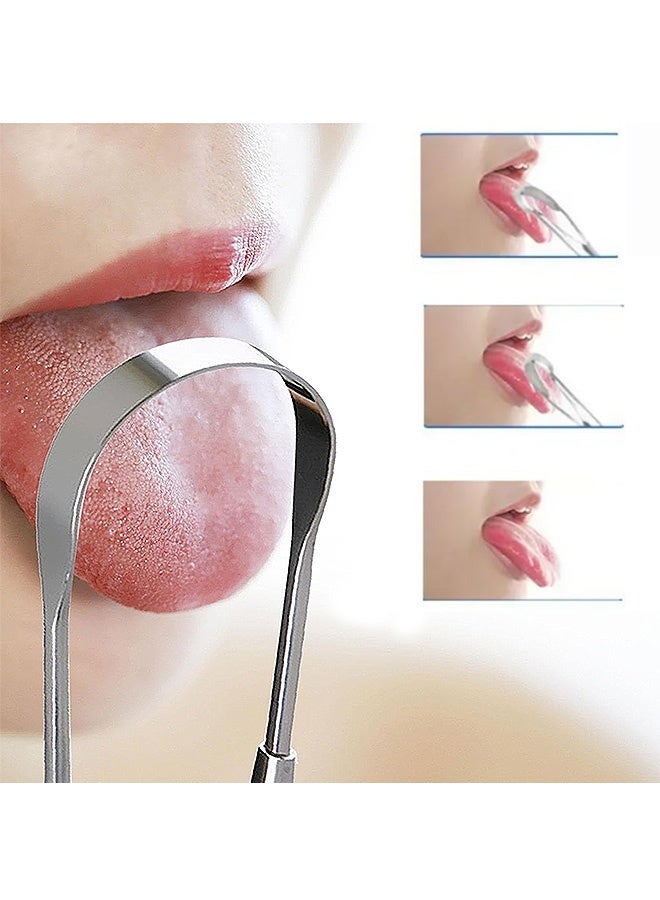 Photon 3 Pieces Tongue Scraper, Reusable Professional Stainless, Tongue Cleaner with Travel Case to Reduce Bad Breath Healthy Oral Hygiene Tools (silver) - Image 3