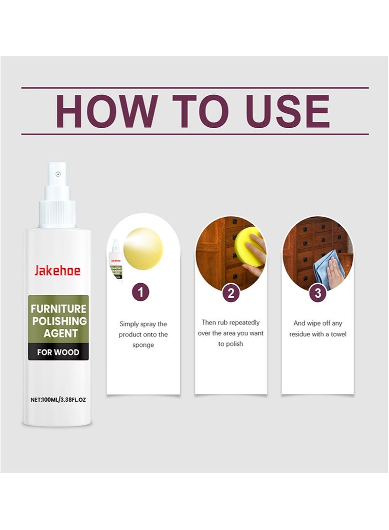 Jakehoe 2 Pcs Furniture Care Kit，Leather Conditioner+Furniture Polishing Agent，Deep Clean，Multi Surface Use，Suitable for Leather，Vinyl，Wood（100g+100ml） - Image 3