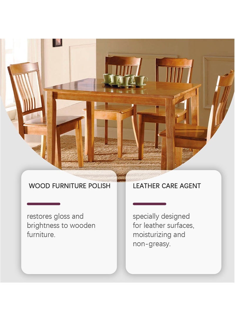 Jakehoe 2 Pcs Furniture Care Kit，Leather Conditioner+Furniture Polishing Agent，Deep Clean，Multi Surface Use，Suitable for Leather，Vinyl，Wood（100g+100ml） - Image 5