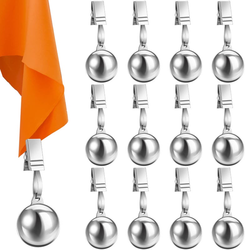 Lounsweer أوزان مفرش الطاولة 12 قطعة مشابك مفرش الطاولة من الفولاذ المقاوم للصدأ أوزان مضافة للنزهات الخارجية حديقة فناء حفلة تخييم تغطية مائدة العشاء الزينة - Image 5