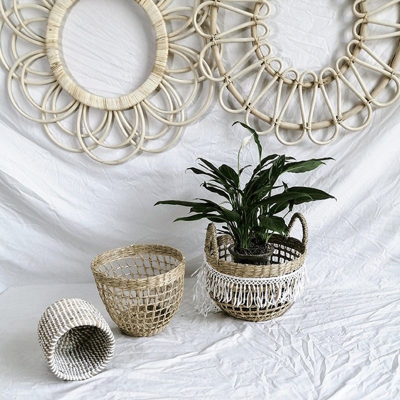 Woven Flower Basket Decorative Storage Basket Flower Arrangement Basket - Image 3