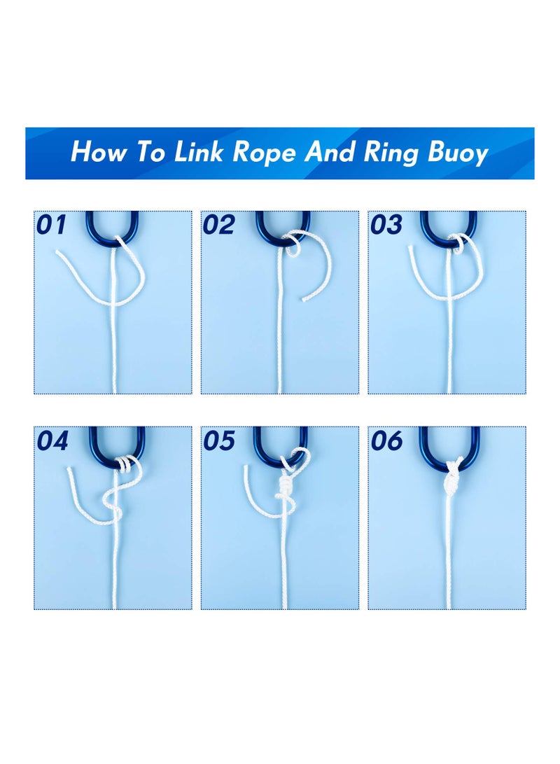 SYOSI Hollow Braided Polypropylene Line Rope, Heaving Line with Spring Hook for Ring Buoy Pool Life Preserver Ring Rope Boat Anchor Rope, Not Easy to Get Rust and Abrasion(White,15 M/ 16.4 Yards)(1 Pack) - Image 3