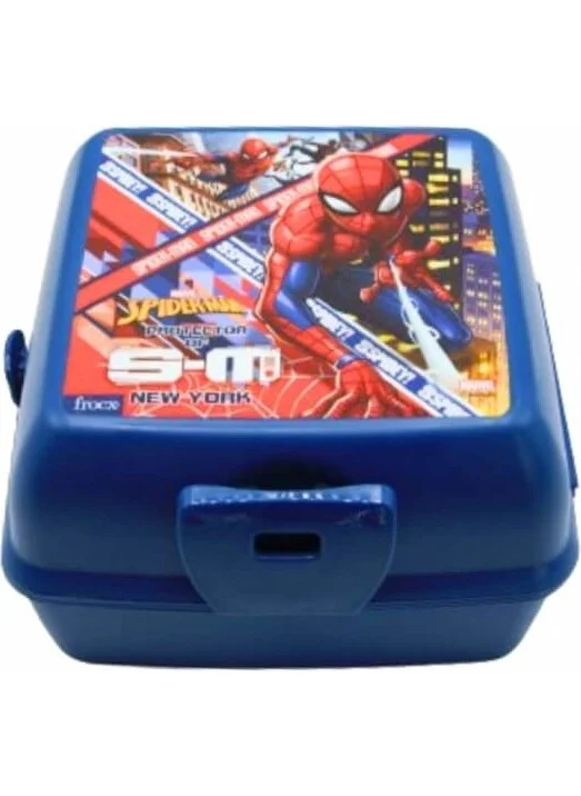 Piev 2 Compartment Lockable Spiderman Lunch Box with Fork and Spoon Blue
