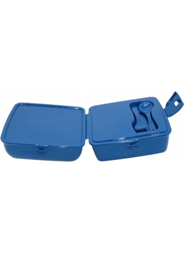 Piev 2 Compartment Lockable Spiderman Lunch Box with Fork and Spoon Blue