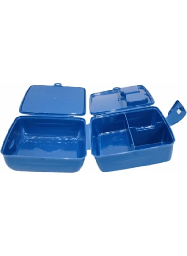 Piev 2 Compartment Lockable Spiderman Lunch Box with Fork and Spoon Blue