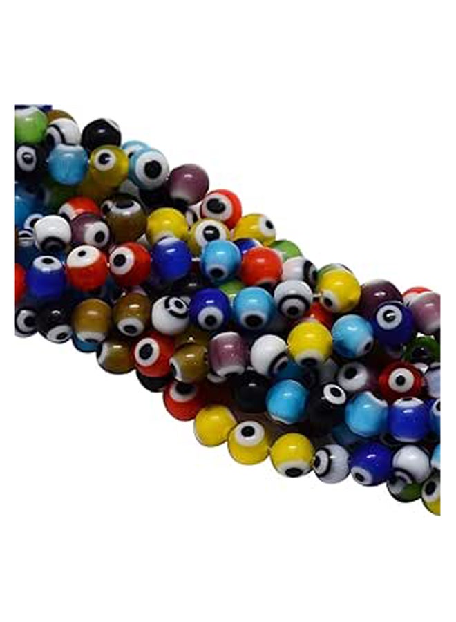 1 Strand (about 100 Pcs/Strand) 4mm Random Mixed Color Handmade Evil Eye Lampwork Beads Round Glass Beads for Bracelet Jewelry Making 