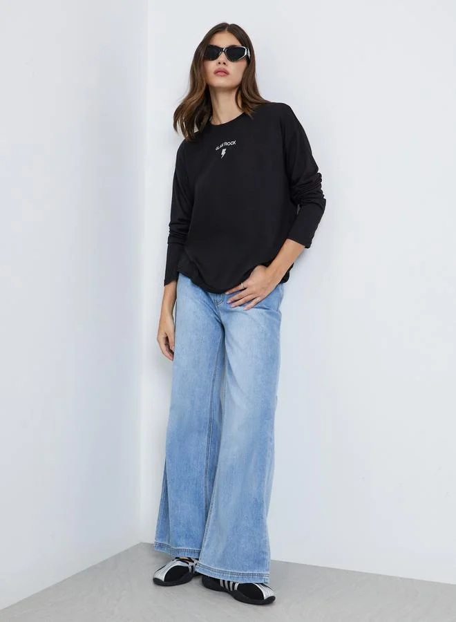 Take Two Take Two Women Black Embroidered Long Sleeve T-Shirt