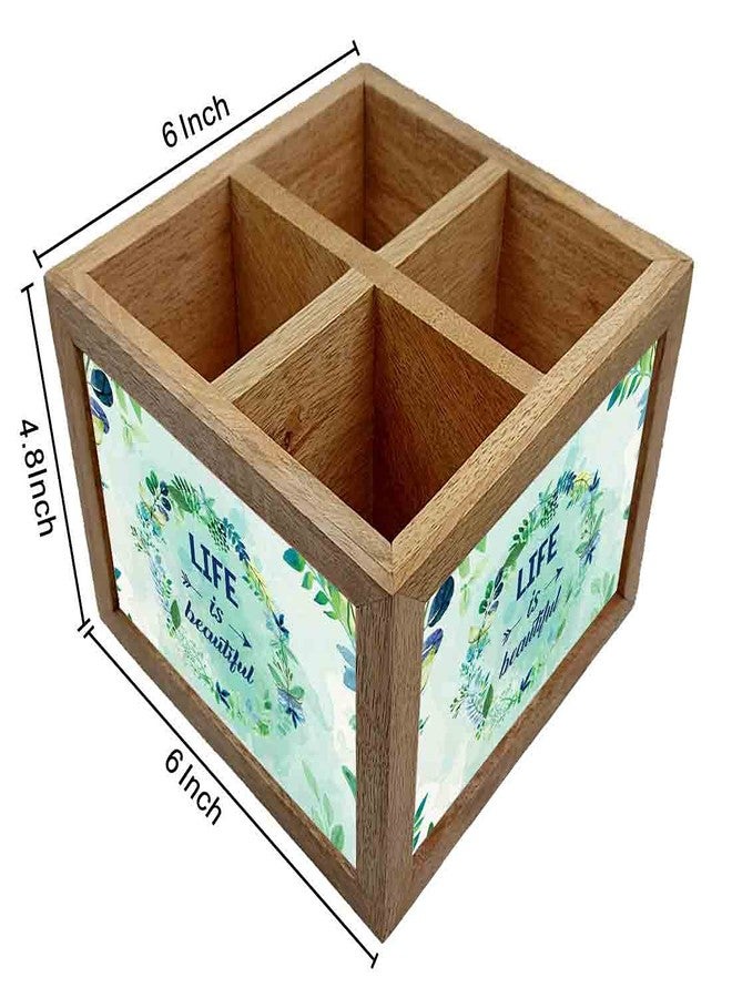 Nutcase Wooden Cutlery Stand Holder Silverware Caddy Spoons Forks Knives Organizer for Dining Table & Kitchen -Made in India-Spoons NOT Included - Life is A Beautiful Floral - Image 4