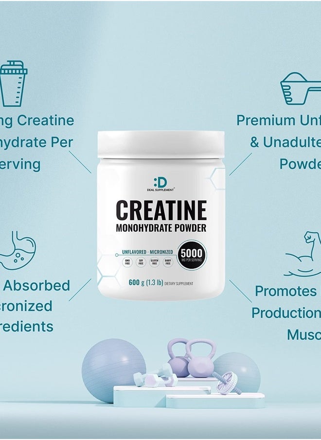 DEAL SUPPLEMENT Creatine Monohydrate Powder 600 Grams (1.32lb), Unflavored | Pure | Micronized Creatine Powder, 5000mg(5g) Per Serving, 4 Month Supply, Vegan | Keto, Non-GMO, No Filler, No Additives - 120 Servings  - Image 4